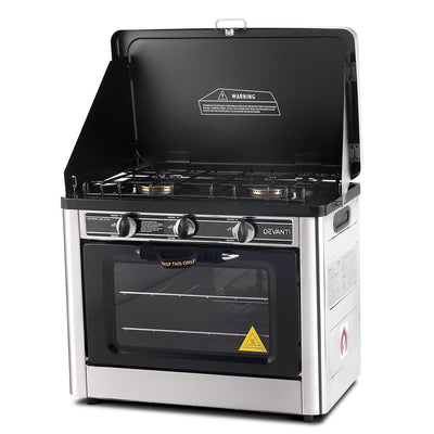 Devanti 3 Burner Portable Oven - Silver & Black_31895