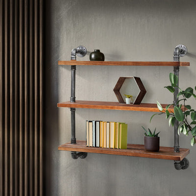 Artiss Display Wall Shelves Industrial DIY Pipe Shelf Brackets Rustic Bookshelf_30251
