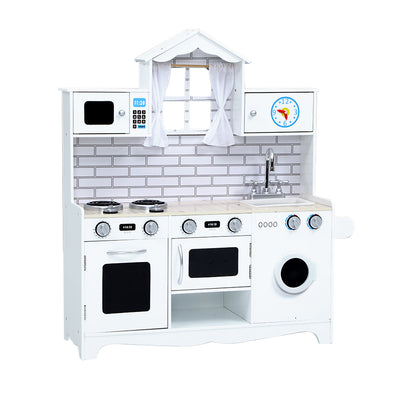 Keezi Kids Kitchen Set Pretend Play Food Sets Childrens Utensils Toys White_34625