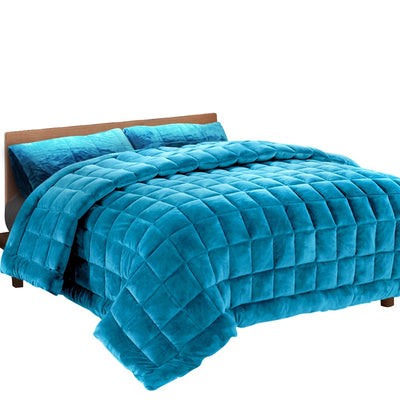 Giselle Bedding Faux Mink Quilt King Size Teal_14374