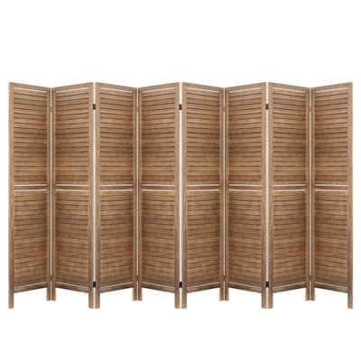 Artiss Room Divider Screen 8 Panel Privacy Wood Dividers Stand Bed Timber Brown_34942