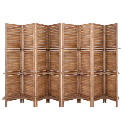 Artiss Room Divider Screen 8 Panel Privacy Dividers Shelf Wooden Timber Stand_34877