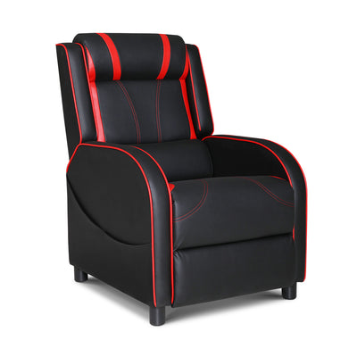 Artiss Recliner Chair Gaming Racing Armchair Lounge Sofa Chairs Leather Black_36167