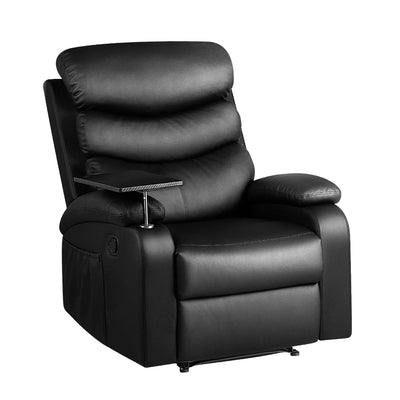 Artiss Recliner Chair Armchair Lounge Sofa Chairs Couch Leather Black Tray Table_46002