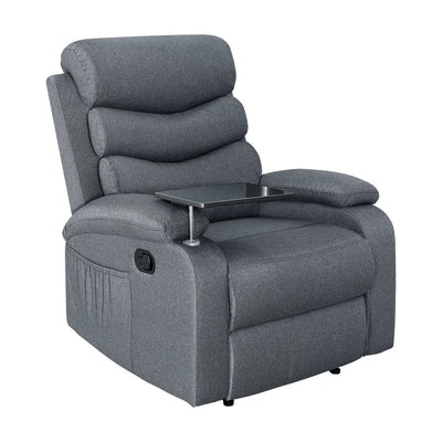 Artiss Recliner Chair Lounge Sofa Armchair Chairs Couch Fabric Grey Tray Table_46003