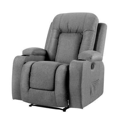 Artiss Recliner Chair Electric Massage Chair Fabric Lounge Sofa Heated Grey_35736