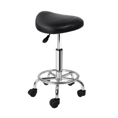 Artiss Saddle Salon Stool Black PU Swivel Barber Hair Dress Chair Hydraulic Lift_28472