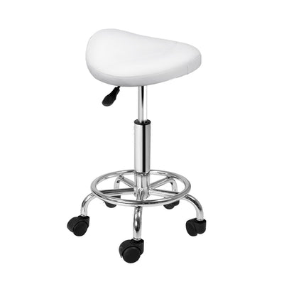 Artiss Saddle Salon Stool White PU Swivel Barber Hair Dress Chair Hydraulic Lift_28473