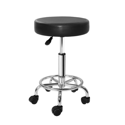 Artiss Round Salon Stool Black PU Swivel Barber Hair Dress Chair Hydraulic Lift_28484