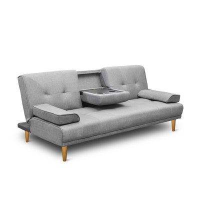 Artiss 3 Seater Fabric Sofa Bed - Grey_30120