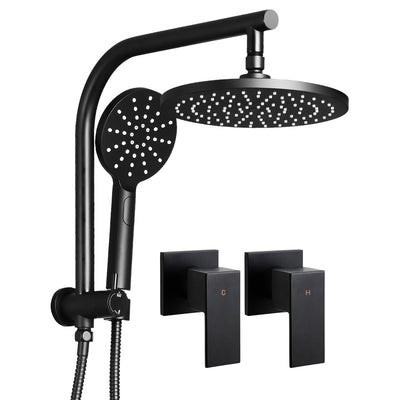 Cefito WELS 9'' Rain Shower Head Taps Round Handheld High Pressure Wall Black_13879