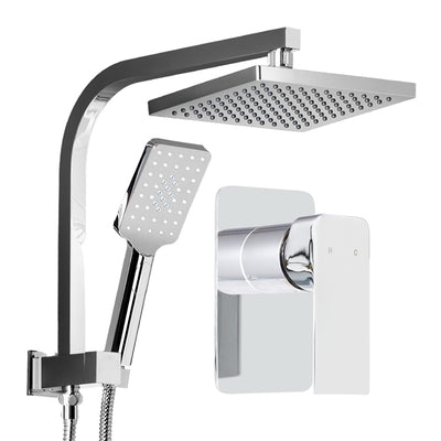 Cefito WELS 8'' Rain Shower Head Mixer Square Handheld High Pressure Wall Chrome_13880