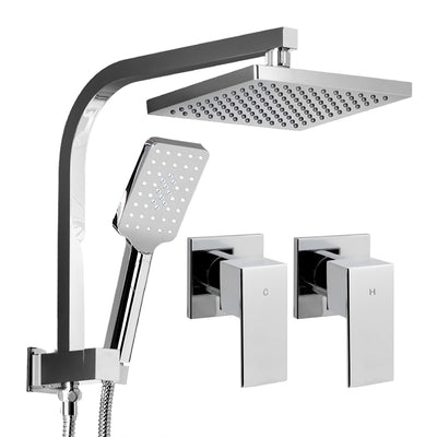 Cefito WELS 8'' Rain Shower Head Taps Square Handheld High Pressure Wall Chrome_13881