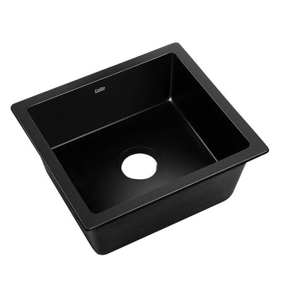 Cefito Stone Kitchen Sink 460X410MM Granite Under/Topmount Basin Bowl Laundry Black_10793