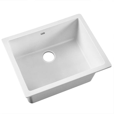 Cefito Stone Kitchen Sink 610X470MM Granite Under/Topmount Basin Bowl Laundry White_34198