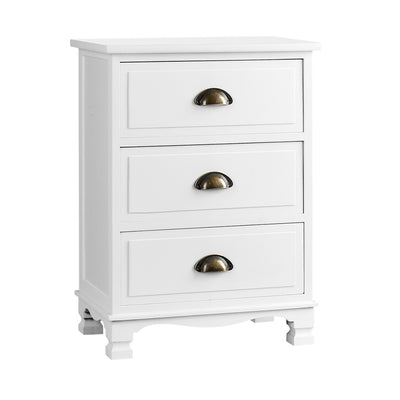 Artiss Vintage Bedside Table Chest Storage Cabinet Nightstand White_13848