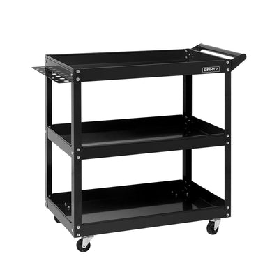 Giantz Tool Cart 3 Tier Parts Steel Trolley Mechanic Storage Organizer Black_14022