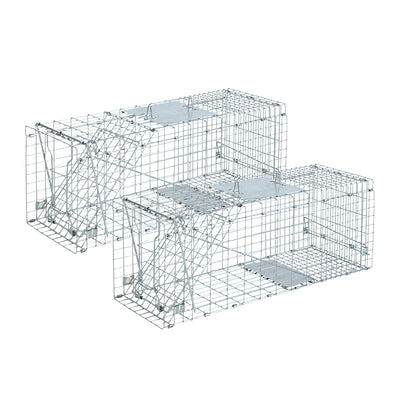 Set of 2 Humane Animal Trap Cage 66 x 23 x 25cm  - Silver_10222