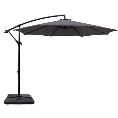 Instahut 3M Umbrella with 50x50cm Base Outdoor Umbrellas Cantilever Sun Stand UV Garden Charcoal_35431