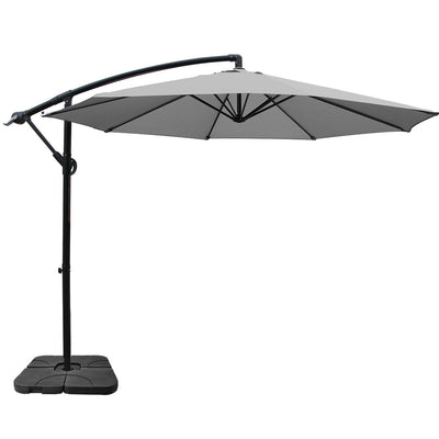 Instahut 3M Umbrella with 50x50cm Base Outdoor Umbrellas Cantilever Sun Stand UV Garden Grey_35430