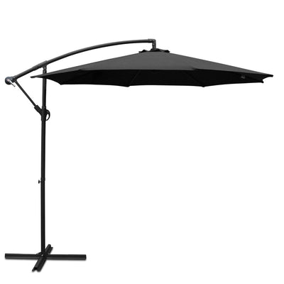 Instahut 3M Cantilevered Outdoor Umbrella - Black_33010