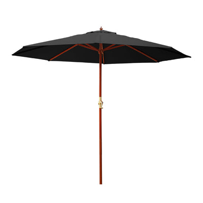 Instahut 3M Outdoor Pole Umbrella Cantilever Stand Garden Umbrellas Patio Black_34927