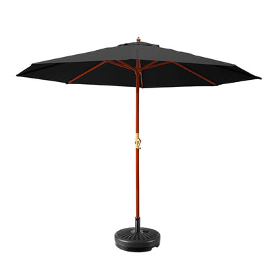 Instahut 3M Umbrella with Base Outdoor Pole Umbrellas Garden Stand Deck Black_35445