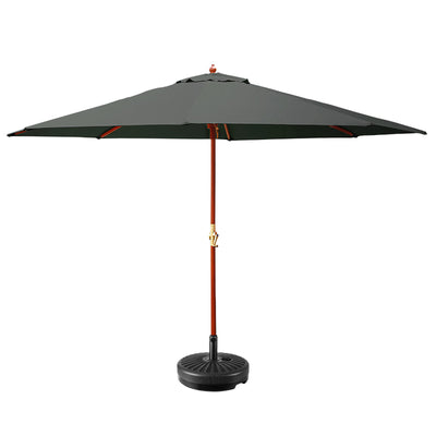 Instahut Outdoor Umbrella Pole Umbrellas 3M W/ Base Garden Stand Deck Charcoal_36377