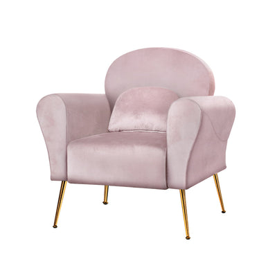 Artiss Armchair Lounge Chair Accent Armchairs Chairs Sofa Pink Velvet Cushion_42622