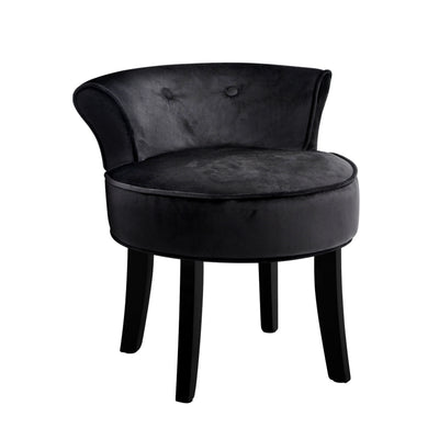 Artiss Velvet Vanity Stool Backrest Stools Dressing Table Chair Makeup Bedroom Black_14485