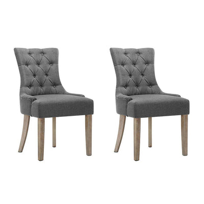 Artiss Set of 2 Dining Chair CAYES French Provincial Chairs Wooden Fabric Retro Cafe_34712