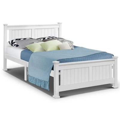 Double Size Wooden Bed Frame - White_32919