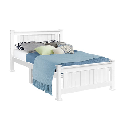 King Single Wooden Bed Frame - White_32921