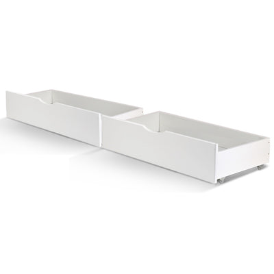 Artiss Set of 2 Bed Frame Storage Drawers Timber Trundle for Wooden Bed Frame Base White_32892